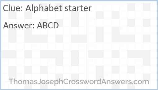 Alphabet starter Answer