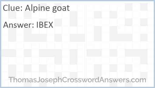Alpine goat crossword clue ThomasJosephCrosswordAnswers com