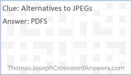 Alternatives to JPEGs Answer