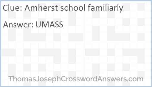Amherst school familiarly Answer