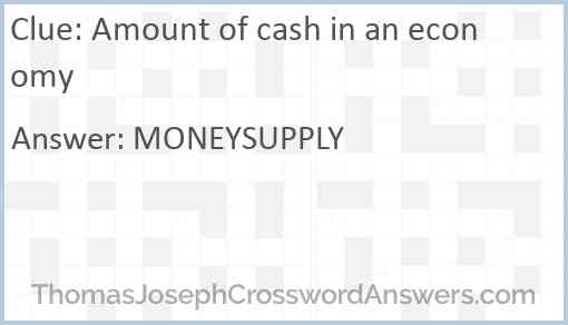 Amount of cash in an economy Answer