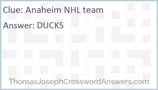Anaheim NHL team Answer