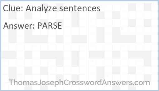 Analyze sentences Answer