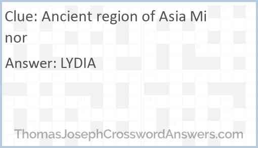 Ancient region of Asia Minor Answer