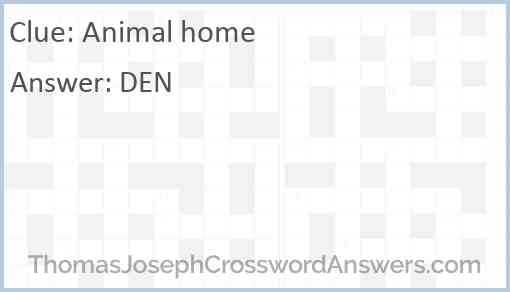 Animal home Answer