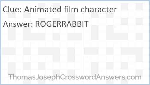 Animated film character crossword clue ThomasJosephCrosswordAnswers com