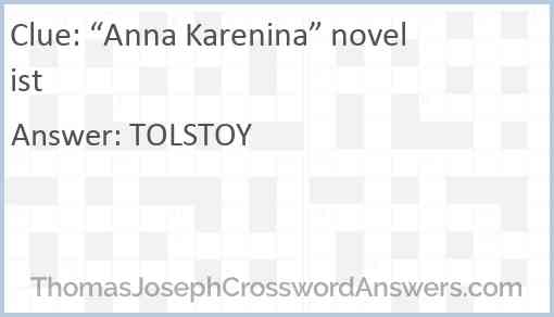 “Anna Karenina” novelist Answer