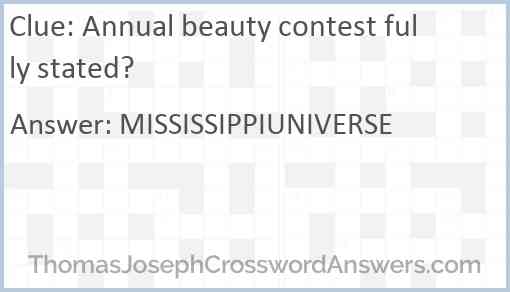 Annual beauty contest fully stated? Answer