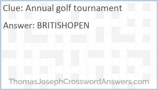 Annual golf tournament Answer