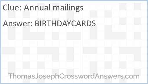 Annual mailings Answer