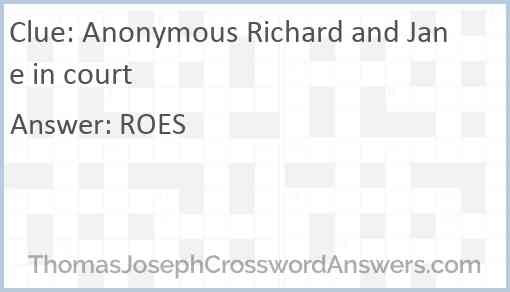 Anonymous Richard and Jane in court Answer