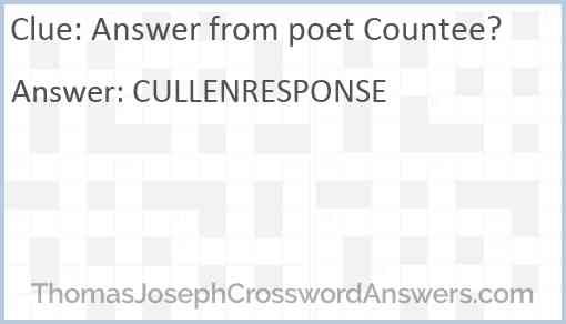 Answer from poet Countee? Answer