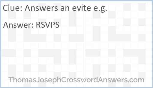 Answers an evite e.g. Answer