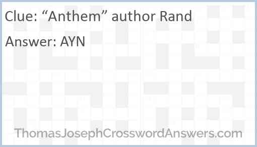 “Anthem” author Rand Answer