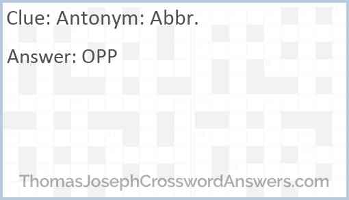 Antonym: Abbr. Answer