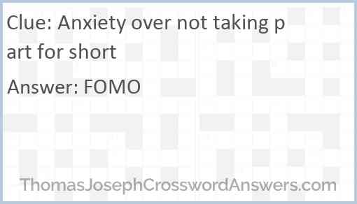 Anxiety over not taking part for short Answer