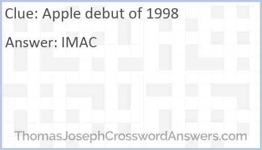 Apple debut of 1998 Answer