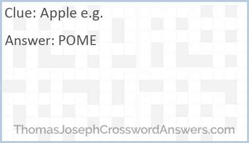 Apple e.g. Answer