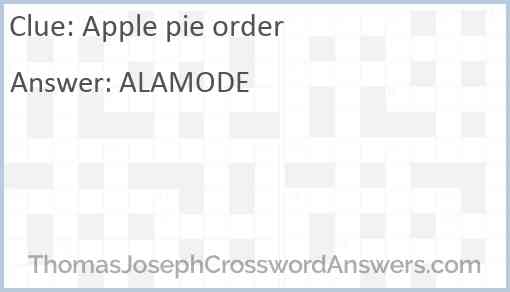 Apple pie order Answer