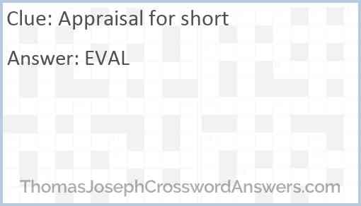 Appraisal for short Answer