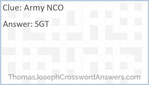 Army NCO Answer