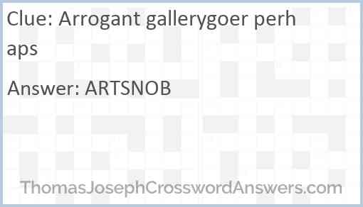 Arrogant gallerygoer perhaps Answer