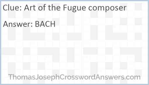 “Art of the Fugue” composer Answer