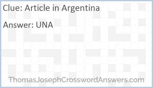 Article in Argentina Answer