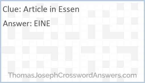 Article in Essen Answer