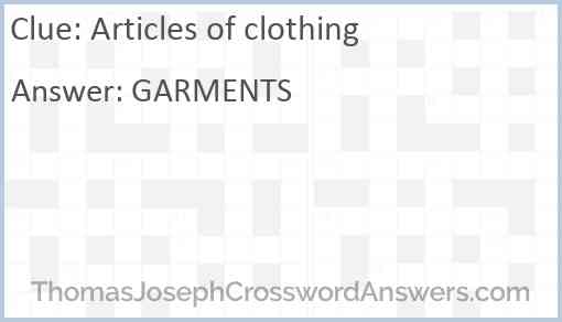 Articles of clothing Answer