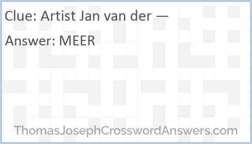 Artist Jan van der — Answer