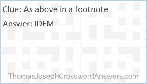 As above in a footnote Answer
