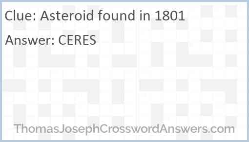 Asteroid found in 1801 Answer