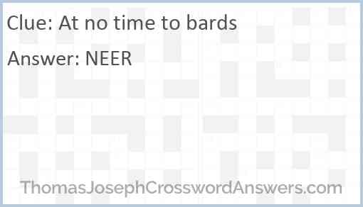 At no time to bards Answer