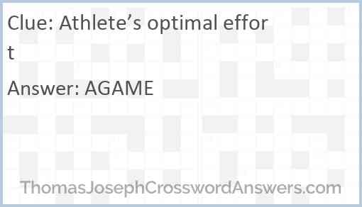Athlete’s optimal effort Answer