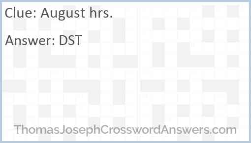August hrs. Answer