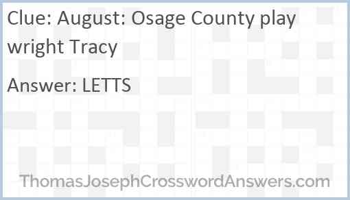 August: Osage County playwright Tracy Answer