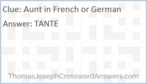 Aunt in French or German Answer