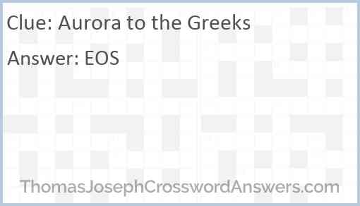 Aurora to the Greeks Answer