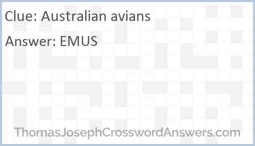 Australian avians Answer