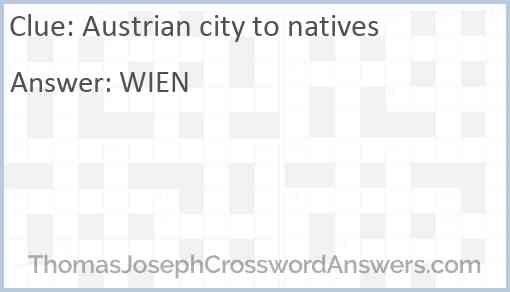 Austrian city to natives Answer
