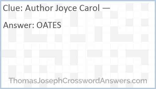 Author Joyce Carol — Answer