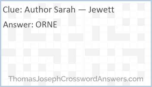 Author Sarah — Jewett Answer