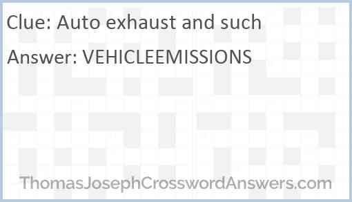 Auto exhaust and such Answer