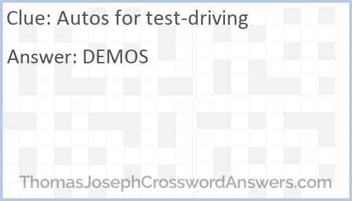 Autos for test-driving Answer