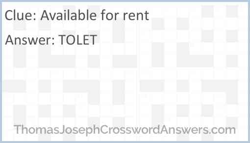 Available for rent Answer
