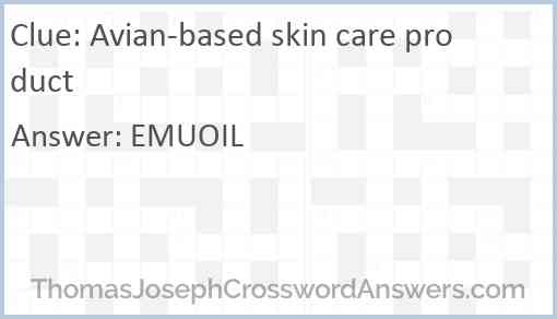 Avian-based skin care product Answer