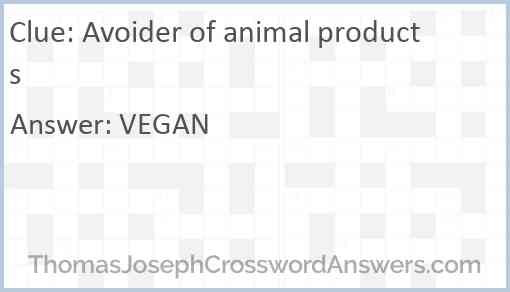 Avoider of animal products Answer