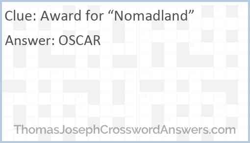 Award for “Nomadland” Answer
