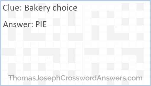 Bakery choice Answer